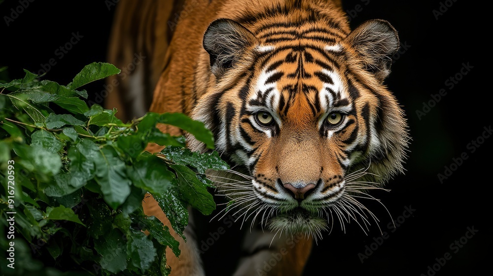 Fototapeta premium Rare White Striped Wild Tiger, Majestic And Rare