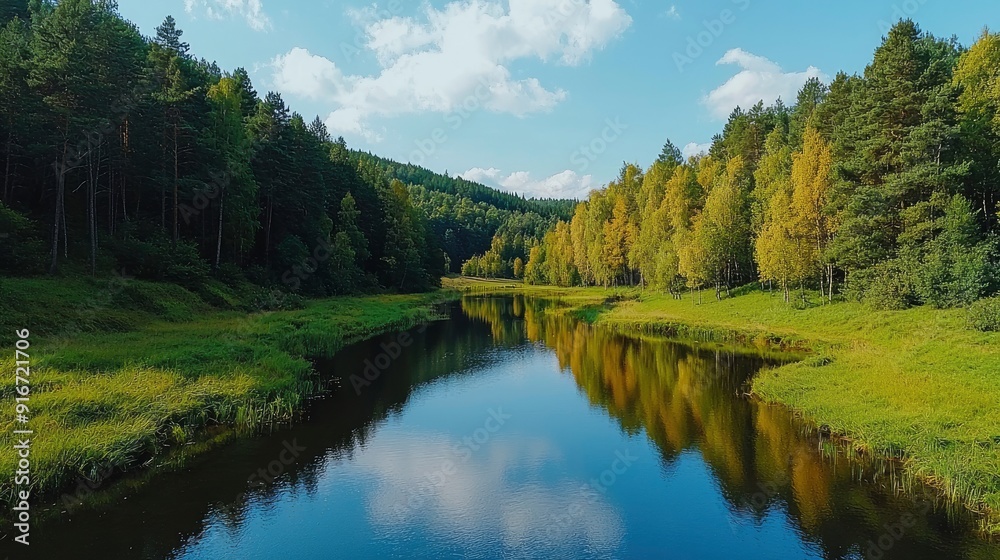 Scenic View Of A Lake Against The Sky, Tranquil Landscape Scenic View Of A Lake Against The Sky, Tranquil Landscape