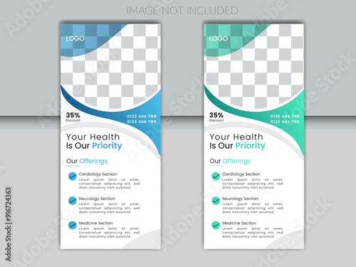 medical doctors clinic rack card design rollup banner template layout