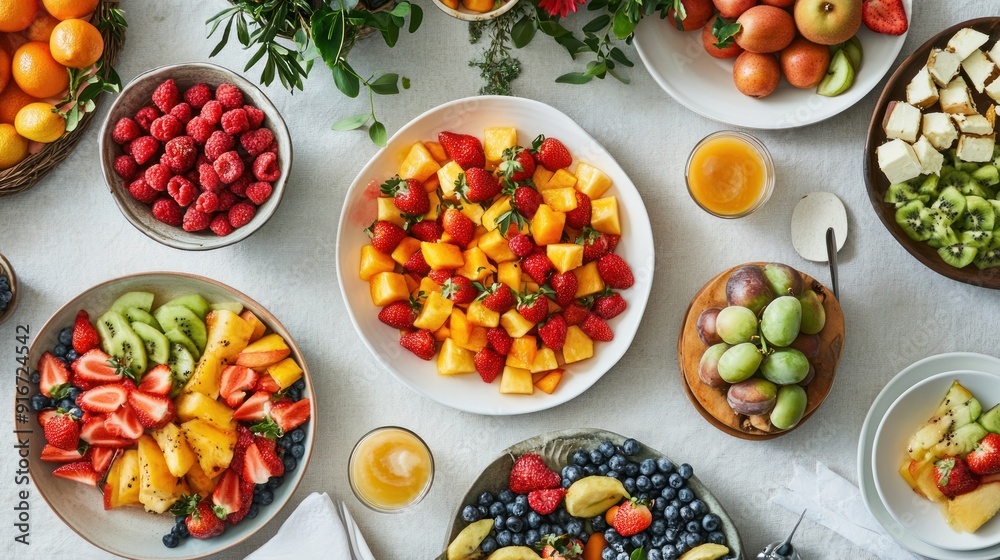 A Table Spread with Fresh Fruit A Table Spread with Fresh Fruit