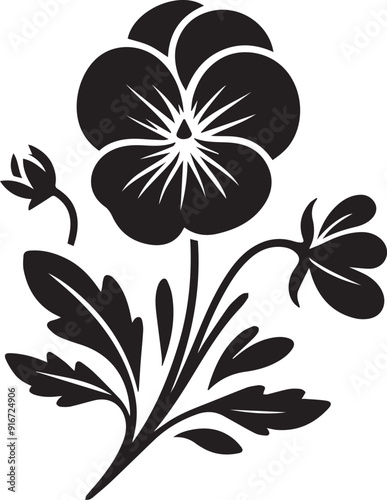 Pansy flower vector silhouette illustration logo art