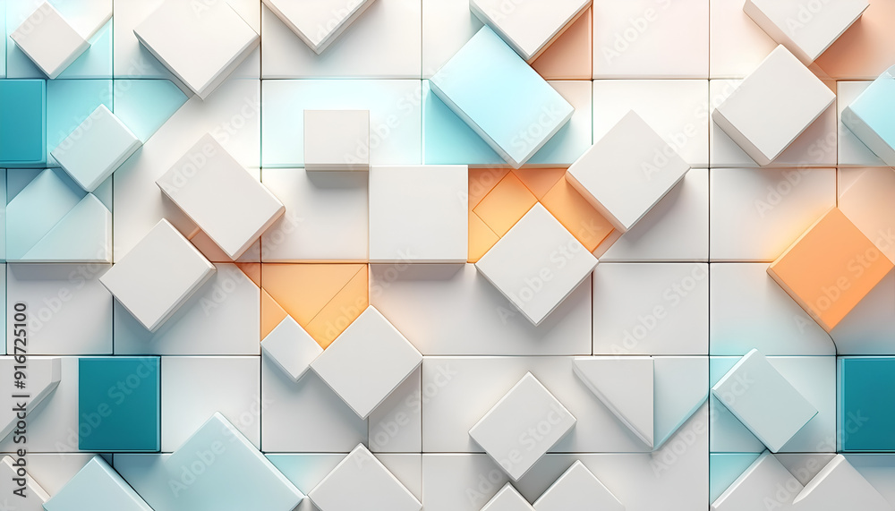 Abstract geometric patterns in soft colors on a modern wall Abstract geometric patterns in soft colors on a modern wall