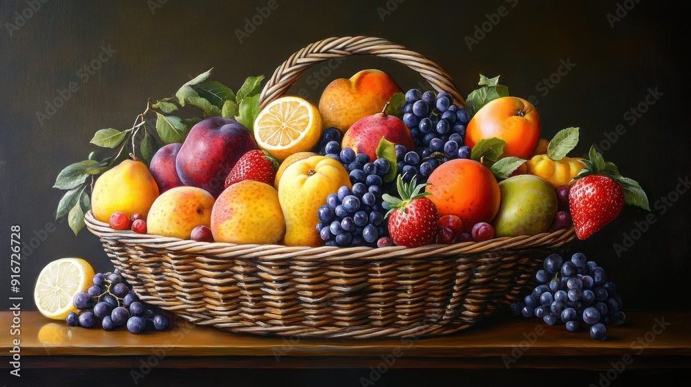 A Basket of Fresh Fruit Still Life A Basket of Fresh Fruit Still Life