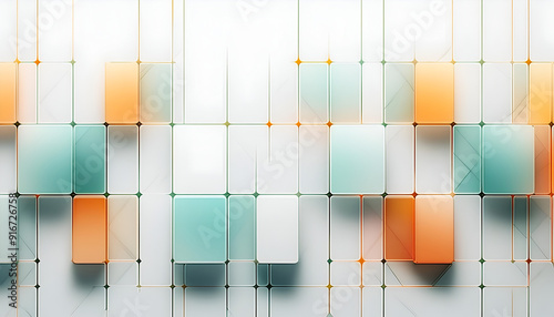 Abstract geometric pattern with soft orange and teal rectangles on a light background
