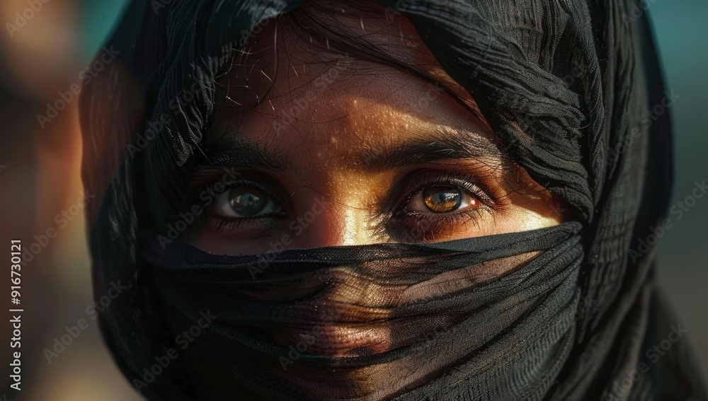 A Close-up of a Woman's Face Covered by a Black Veil A Close-up of a Woman's Face Covered by a Black Veil