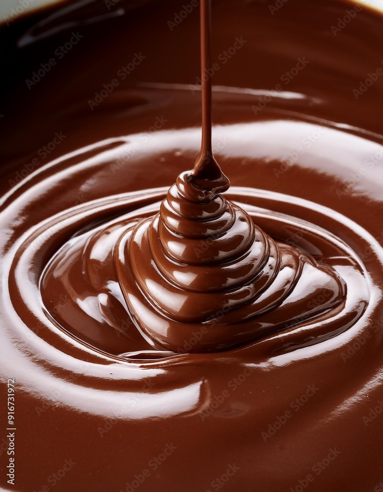 Melted rich dark chocolate dripping from spoon Melted rich dark chocolate dripping from spoon