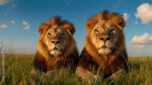 Pair Of Lions Resting In Serengeti National Park, Tanzania