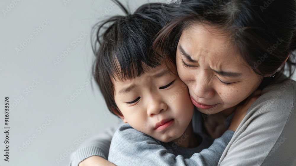 Emotional Mother and Child Embrace Capturing a Tender Moment of Comfort and Love Emotional Mother and Child Embrace Capturing a Tender Moment of Comfort and Love