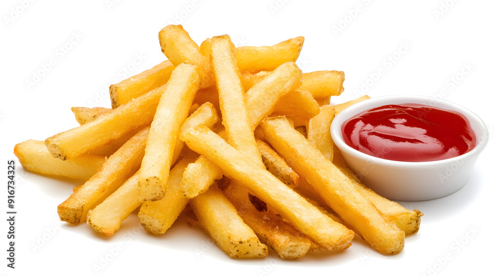 French-fries with ketchup isolated on white background French-fries with ketchup isolated on white background