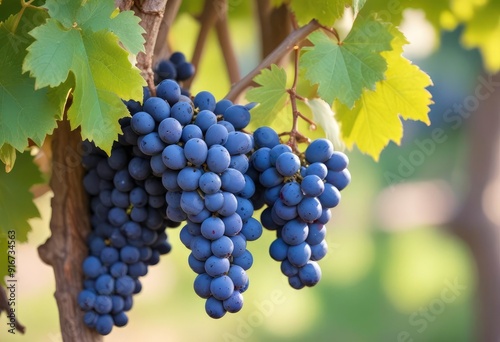 Wallpaper Mural blue wine grapes on branch and blurred background, ai Torontodigital.ca