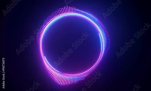 Neon Pulse: A vibrant, circular audio waveform pulsates with energy, set against a dark background. Ideal for music, technology, and abstract concepts.  