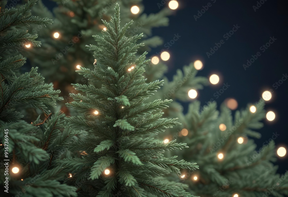 christmas fir branches with bokeh lights, ai christmas fir branches with bokeh lights, ai