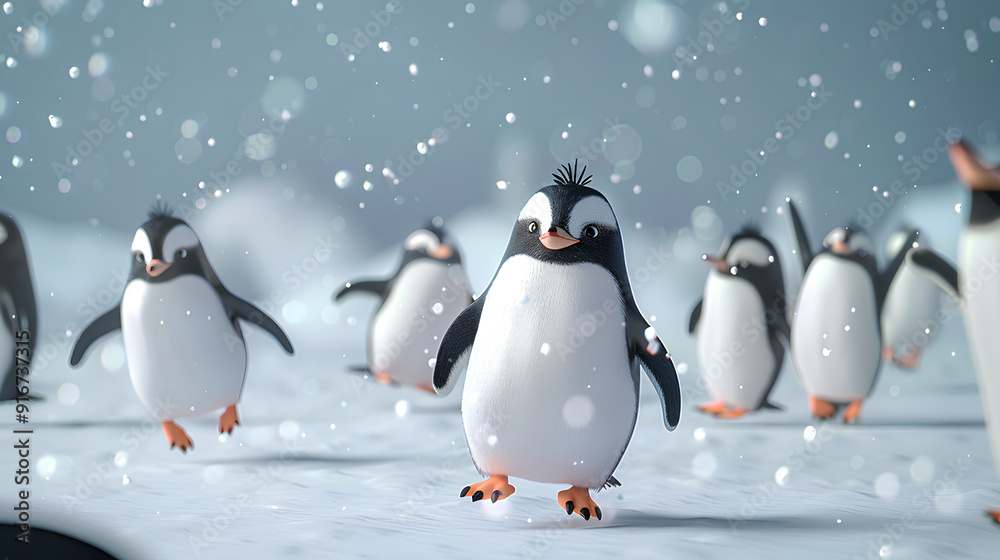cute penguin in the snow cute penguin in the snow