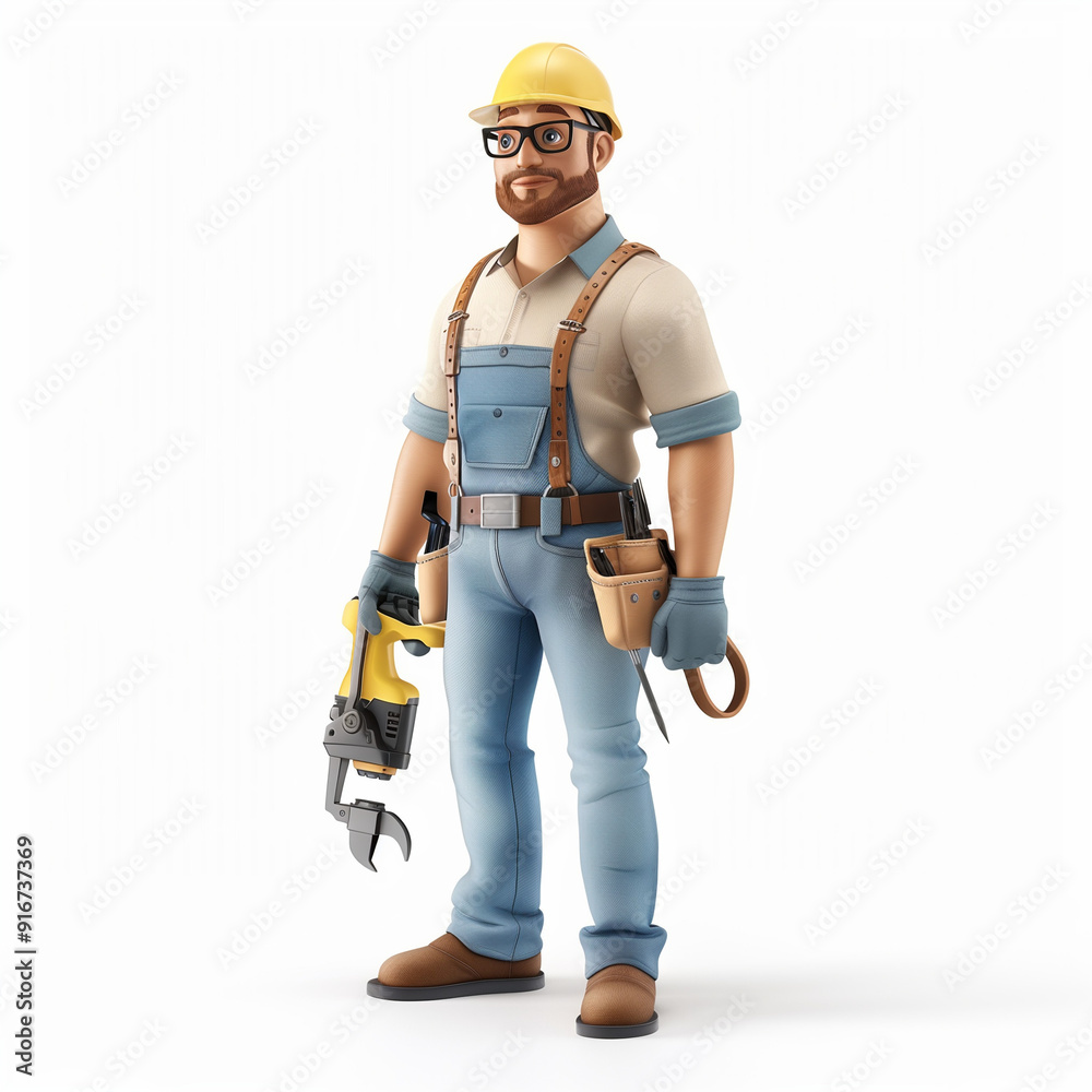 3D illustration of a man expert holding tool 3D illustration of a man expert holding tool
