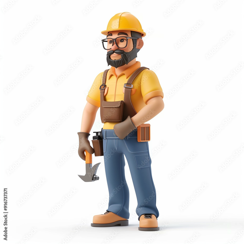 3D illustration of a man expert holding tool 3D illustration of a man expert holding tool