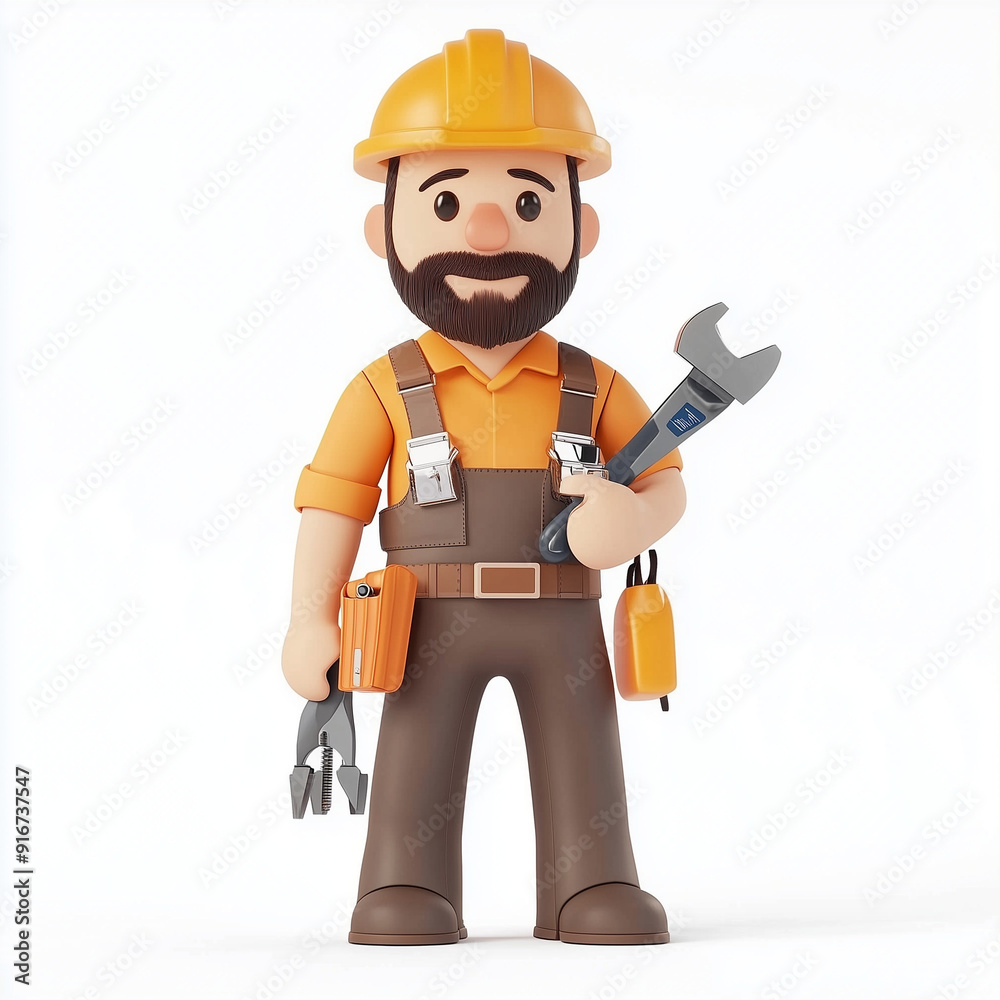 3D illustration of a man expert holding tool 3D illustration of a man expert holding tool