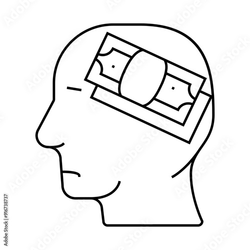 man thinking about money line icon vector. man thinking about money sign. isolated contour symbol black illustration