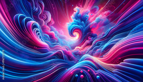 A fusion of colors where electric hues collide and intertwine