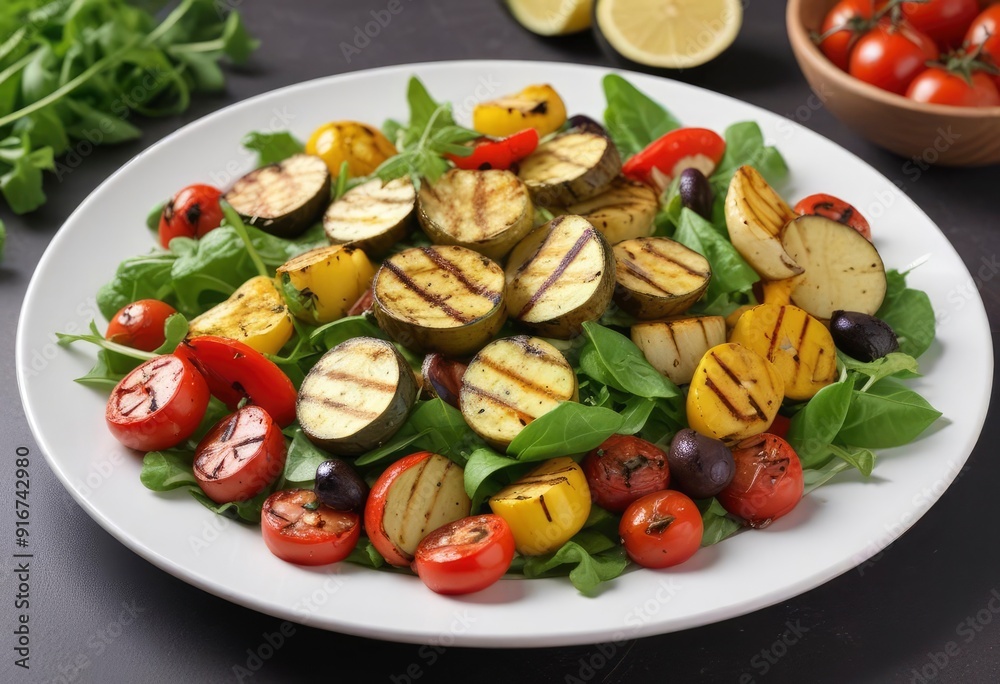 grilled vegetables on green salat