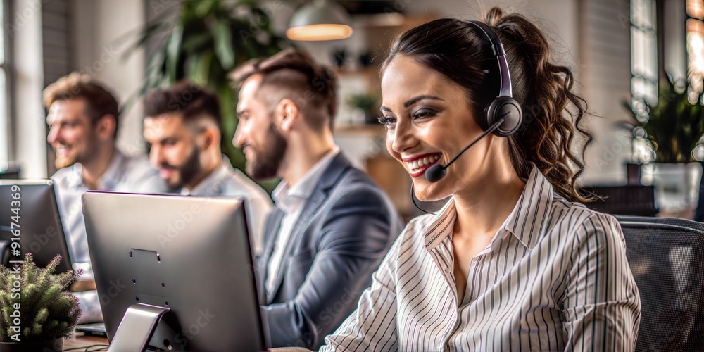 Professional call center agents providing customer support Stock Photo ...
