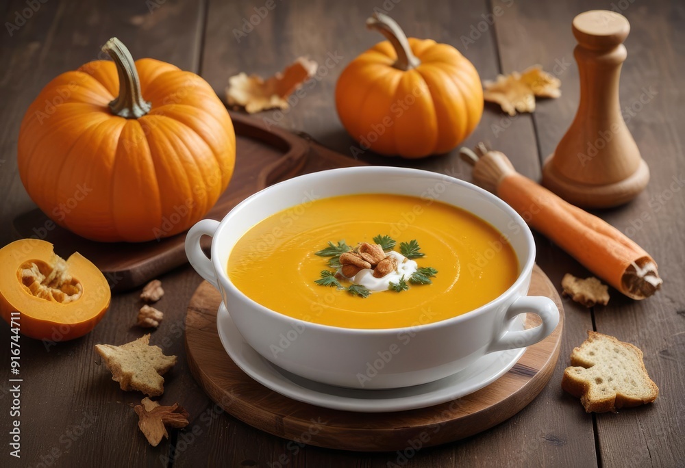 pumpkin soup with pumpkin background, ai pumpkin soup with pumpkin background, ai