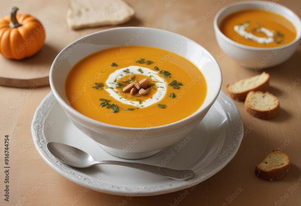 pumpkin soup with pumpkin background, ai pumpkin soup with pumpkin background, ai