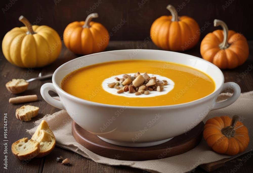 pumpkin soup with pumpkin background, ai pumpkin soup with pumpkin background, ai