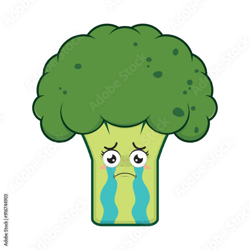 broccoli scared face cartoon cute