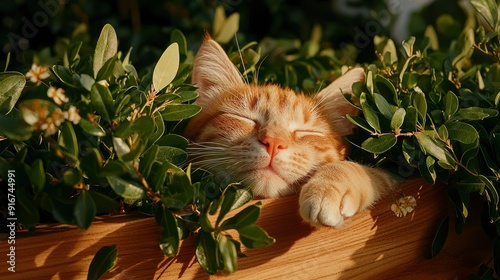 Ginger Cat Basking In The Winter Sun In Cyprus