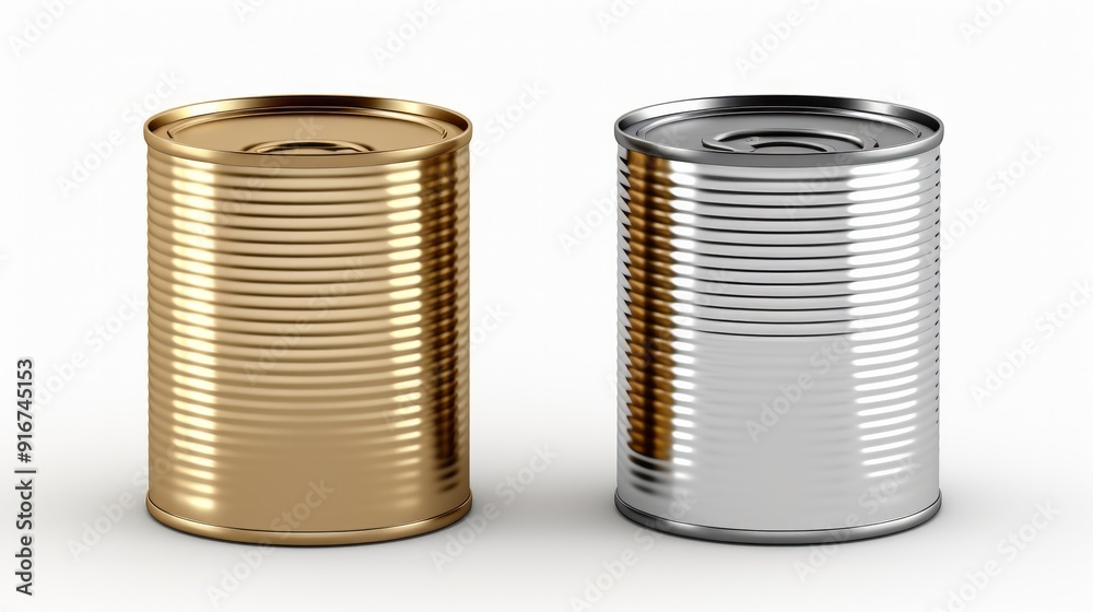 Closed new tin can isolated on white mockup for design. Neural network ai generated art Closed new tin can isolated on white mockup for design. Neural network ai generated art