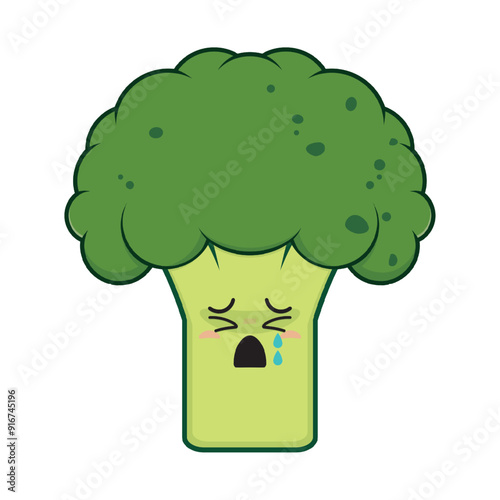 broccoli crying face cartoon cute