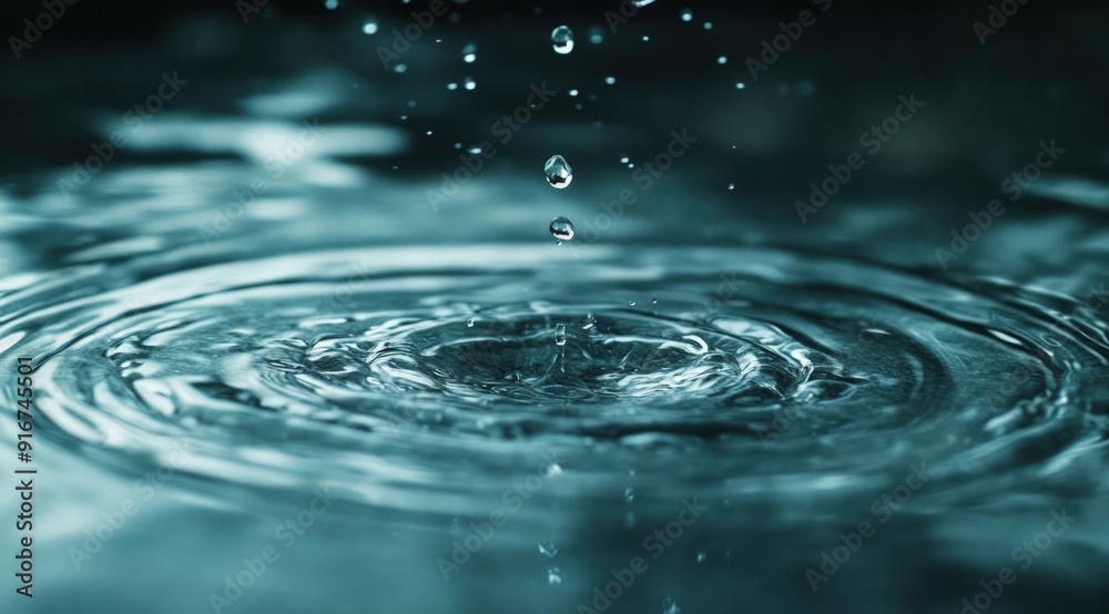 Water Drop Splashing on Surface with Ripples Water Drop Splashing on Surface with Ripples