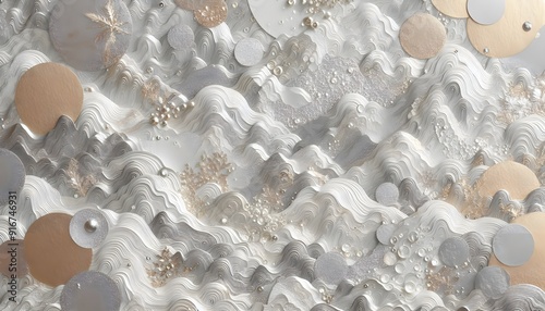 Paper Textures with white silver leaf