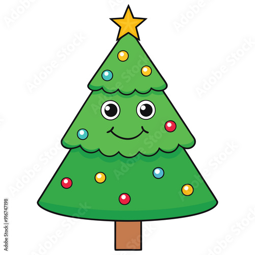 Wallpaper Mural Christmas tree cartoon Torontodigital.ca