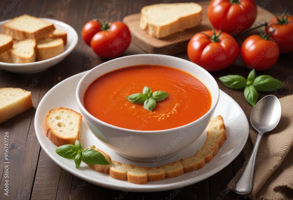 tomato soup in bowl, ai tomato soup in bowl, ai