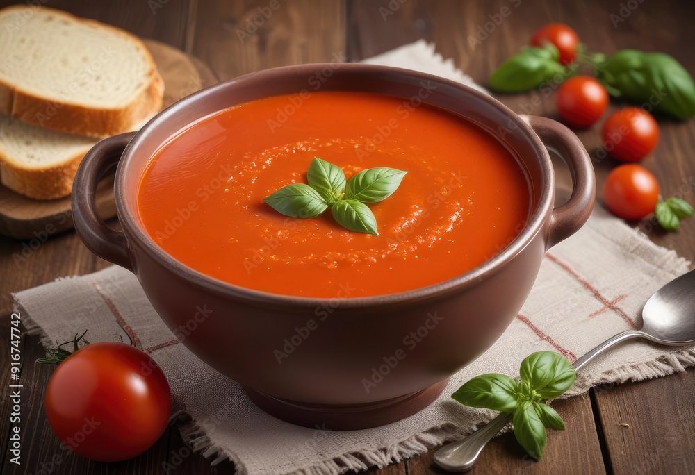 tomato soup in bowl, ai tomato soup in bowl, ai