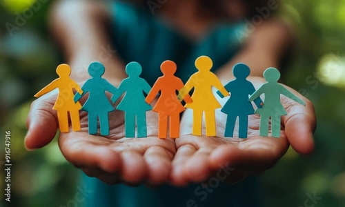 Unity and Diversity Hands Holding Paper People