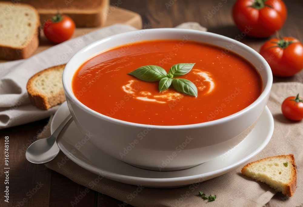 tomato soup in bowl, ai tomato soup in bowl, ai