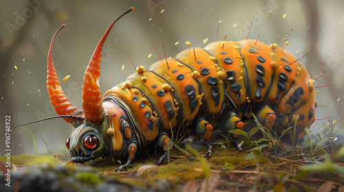 scary horned caterpillar photo