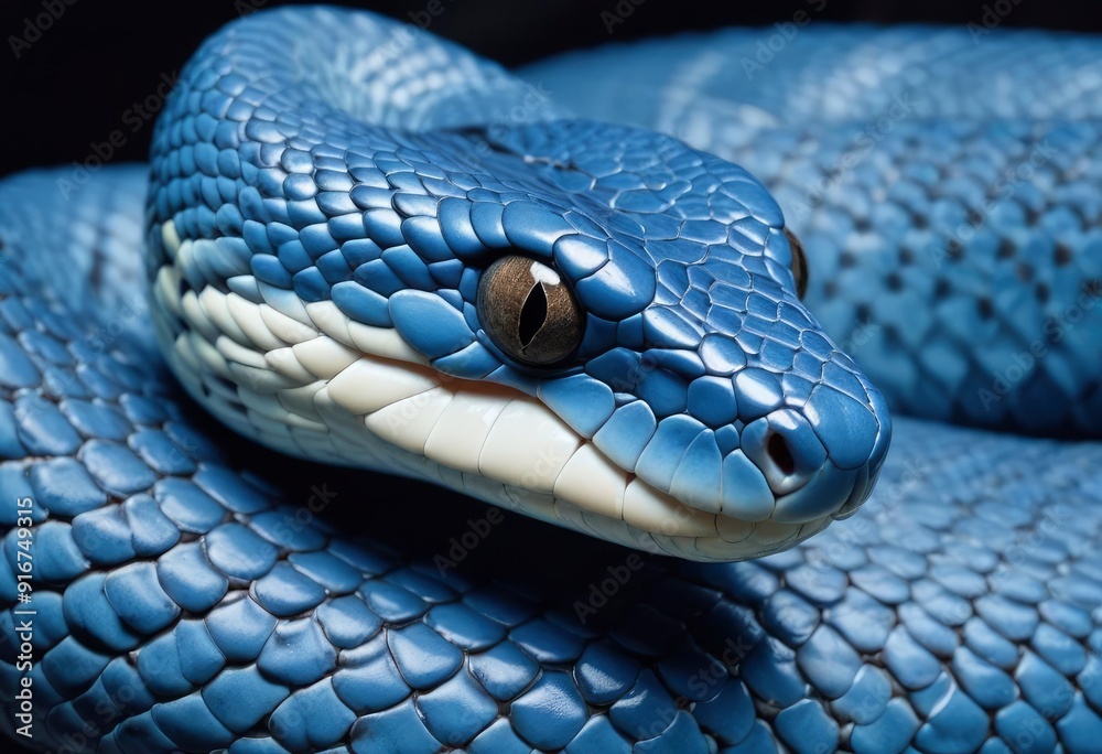 Blue viper snake closeup face, ai Blue viper snake closeup face, ai