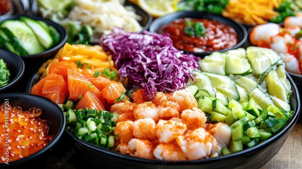 Delicious Poke Bowl with Fresh Ingredients Delicious Poke Bowl with Fresh Ingredients