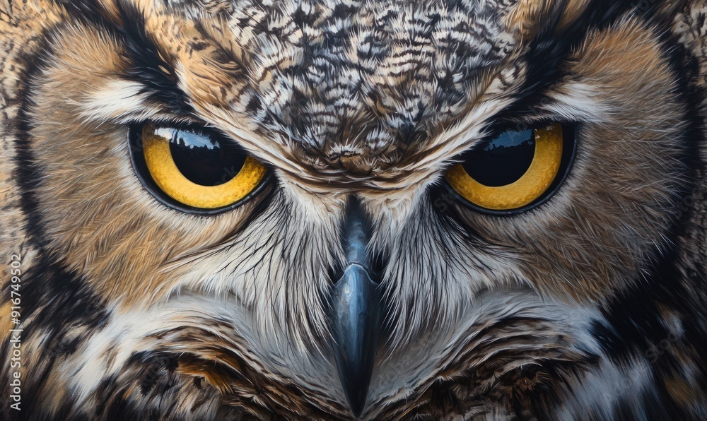 Close-up Portrait of a Great Horned Owl Close-up Portrait of a Great Horned Owl