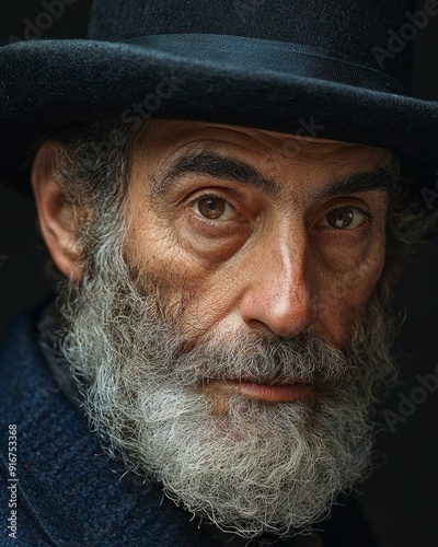 Portrait of senior orthodox jewish. Purim, festival, holiday, celebration, judaism, religion, human emotions concept.