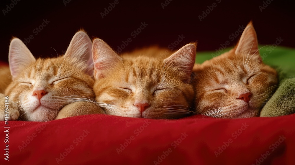 Cats Curled Up To Sleep, Cozy And Warm Cats Curled Up To Sleep, Cozy And Warm