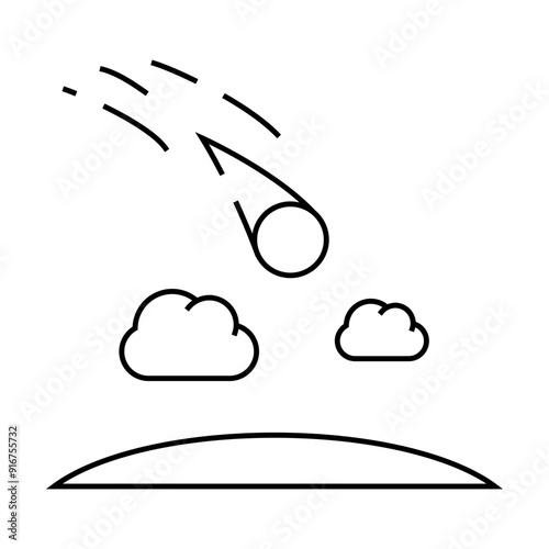 meteor falling disaster line icon vector. meteor falling disaster sign. isolated contour symbol black illustration