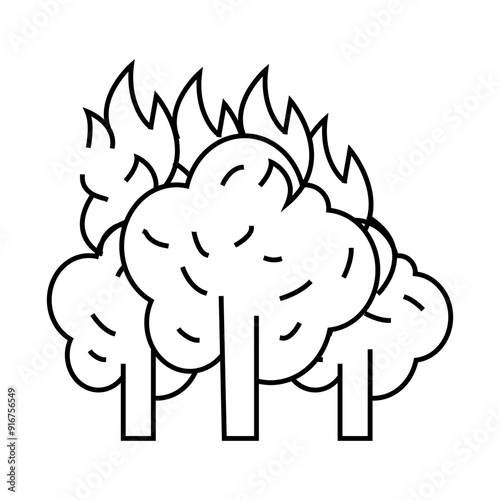 forest fire disaster line icon vector. forest fire disaster sign. isolated contour symbol black illustration