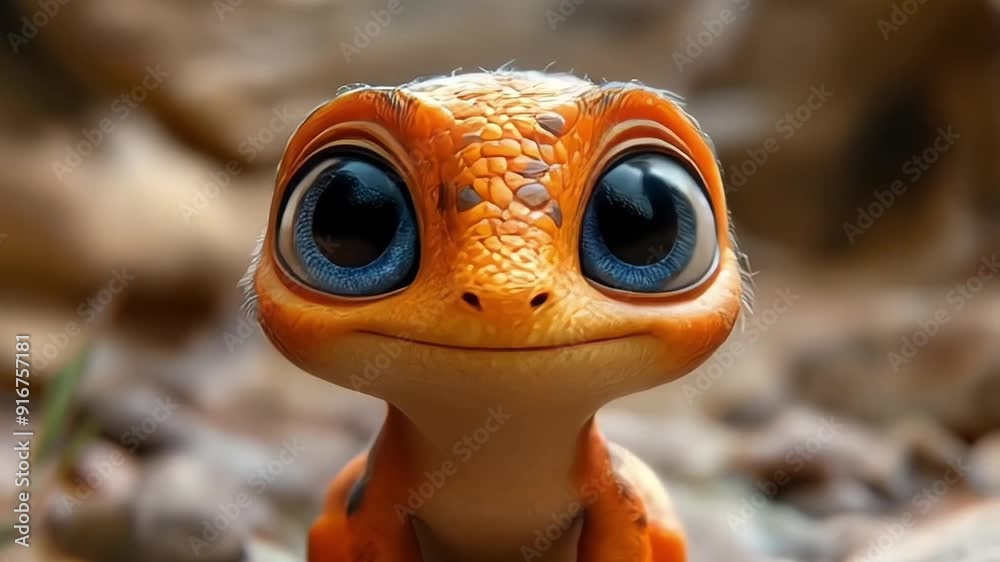 baby dinosaurus or dragon with big eyes