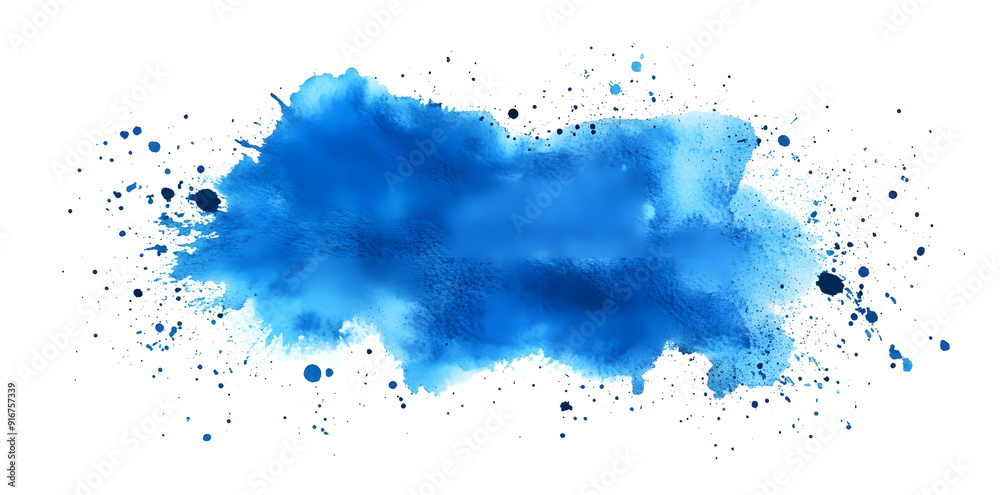 Obraz premium Sky Blue ink splatter stain isolated on white background