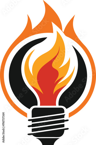 light bulb with fire