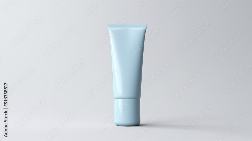 Moisturiser hand cosmetic cream blue plastic tube mockup on light background front view. Neural network ai generated art Moisturiser hand cosmetic cream blue plastic tube mockup on light background front view. Neural network ai generated art